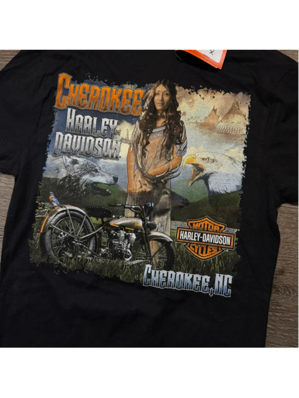 Women's Harley-Davidson Cherokee NC Graphic Short Sleeve Tee Black Size XS New